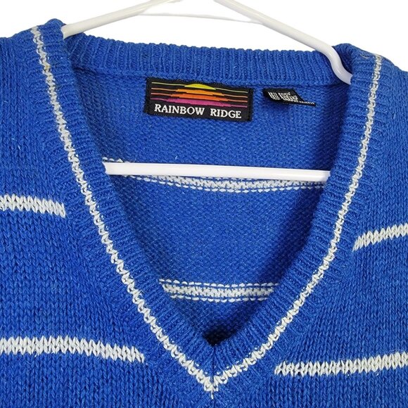 Vintage 80s Angora Silk Sweater Women Medium Retro Stripe Knit Shirt Top Casual - Picture 11 of 14